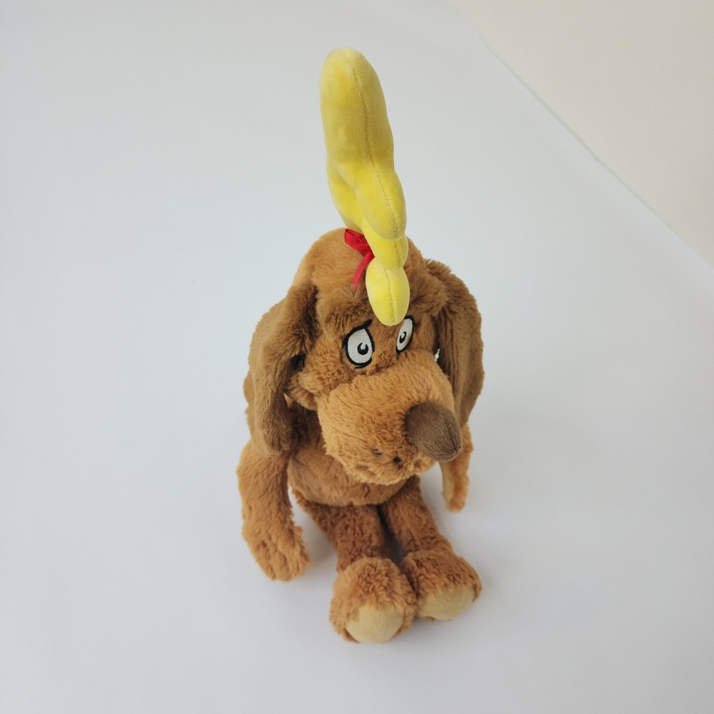 Aurora Dr Seuss Max the Dog Plush Reindeer Antler Grinch Brown Stuffed Animal